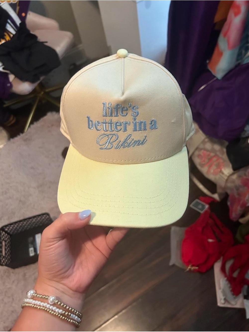 "Life's Better in a Bikin" Embroidered Yellow Baseball Cap